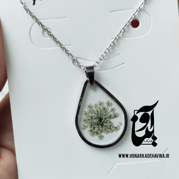 سفارش تک و عمده گردنبند های رزینی با گل طبیعی / استیل رنگ ثابت / ضد حساسیت / کد28