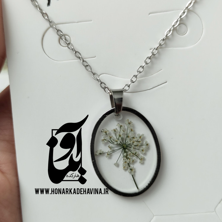 سفارش تک و عمده گردنبند های رزینی با گل طبیعی / استیل رنگ ثابت / ضد حساسیت / کد29